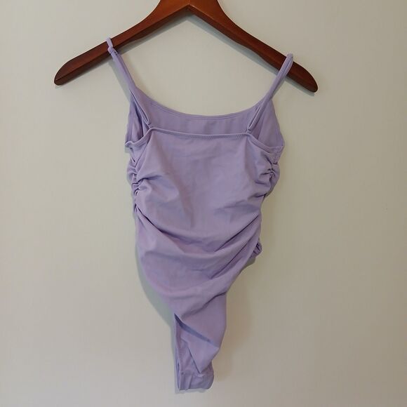 PacSun Eco Purple Destiny Shirred One Piece Swimsuit Sz S Girly Beach Pool Lake - Picture 3 of 6